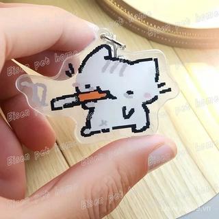 Móc khoá Mèo Dễ Thương Hoạt Hình Móc Khóa Cho Phụ Kiện Túi Ngộ nghĩnh Meme Kawaii Dâu Mèo Con Móc Khóa Nhẫn Trang Sức