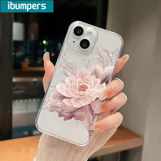 Ibumpers Ốp Điện Thoại Hoa Mẫu Đơn Màu Hồng Thanh Lịch Phong Cách Đôi Trong Suốt Mềm Cao Cấp Chống Sốc Cho iPhone 11 12 13 14 15 16 17 Pro Max IP 7 8 Plus Iphon X XS XR Xs max
