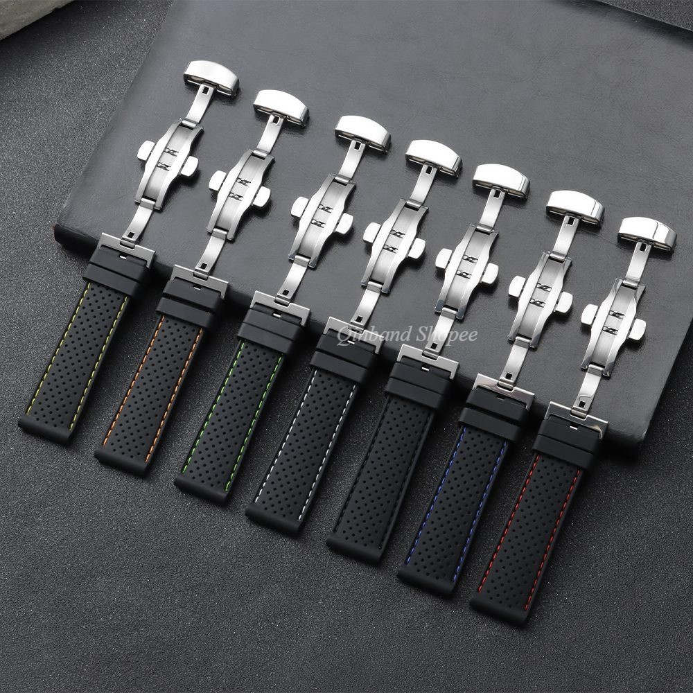 Khóa Bướm Cao Su Silicon Dây Đeo Đồng Hồ 20 Mm 22 Mm Dây Đeo Đồng Hồ Cho SEIKO Diver Lặn Cho Thể Thao Đồng Hồ Thông Minh Nam Nữ Chống Thấm Nước Đồng Hồ Vòng Tay Thay Thế