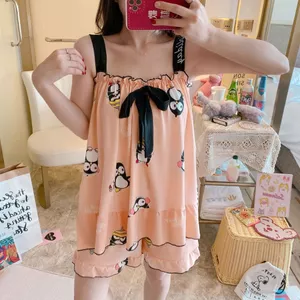Shop 2025 Phiên Bản Hàn Quốc Bộ Đồ Ngủ Nữ Mùa Hè Sling Hai Mảnh Phù Hợp Với Áo Vest Sinh Viên Bé Gái Homewear Phù Hợp Với