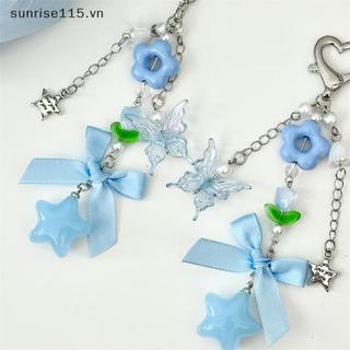 SSVN Dễ Thương Ngọt Ngào Xanh Tulip Nơ Bướm Ngôi Sao Dây Điện Thoại Dây Ccd Phụ Kiện Máy Ảnh Nữ Tính Móc Khóa Mặt Dây Chuyền Túi Treo Đồ Trang Trí Quà Tặng.