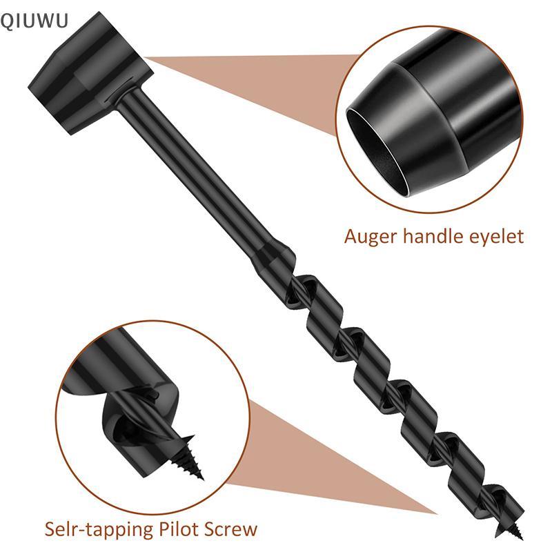 QIUWU Tay Gỗ Đấm Hướng Dẫn Sử Dụng Máy Khoan Auger Bush-Craft Thép Carbon Di Động Sinh Tồn Mũi Khoan Mở Rộng Ngoài Trời.