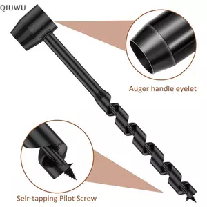 QIUWU Tay Gỗ Đấm Hướng Dẫn Sử Dụng Máy Khoan Auger Bush-Craft Thép Carbon Di Động Sinh Tồn Mũi Khoan Mở Rộng Ngoài Trời.