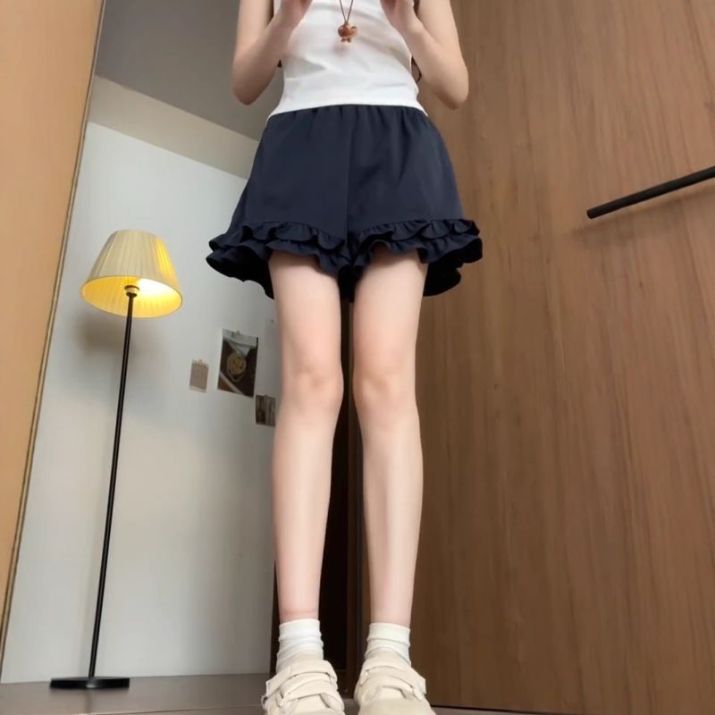 Milyfashion Fungus Edge Wide-Leg Quần Short Thường Ngày Mùa Hè Phong Cách Mới Nữ Tính Co Giãn Cao Cấp Ôm Hơn Nhìn Quần Short Nữ