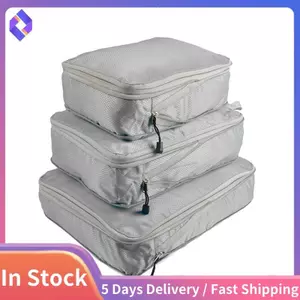 3 Túi Bảo Quản Du Lịch Túi Đóng Gói Nén Có Dụng Cụ Sắp Xếp Hành Lý Có Thể Gập Lại Du Lịch Chống Thấm Nước Màu Xám