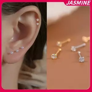 Bông tai thép titan zircon dành cho nữ và bé gái - Quà tặng sang trọng từ Jasmine