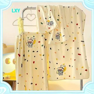 Crayon Shin-Chan Khăn Tắm Dễ Thương Váy Tắm San Hô Lông Cừu Trưởng Thành Tắm Mặc Được Khăn Lớn Mũ Sấy Tóc Nữ Bộ Ba Mảnh Khăn