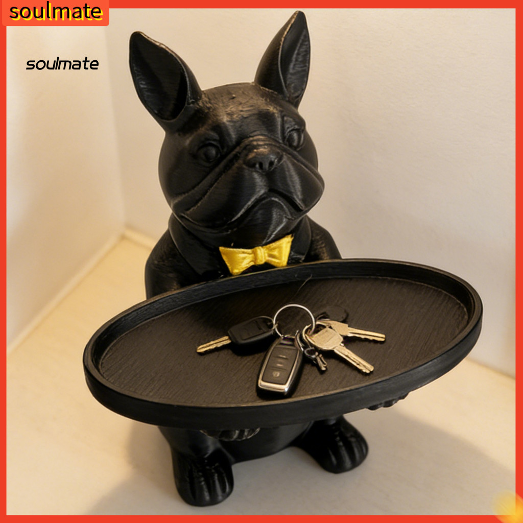 Linh hồn| Khay đựng đồ trang sức Bulldog Khay đựng chìa khóa Bulldog hiện đại Khay đựng đồ trang sức Kẹo – Bàn cà phê lối vào sành điệu Trang trí bàn làm việc văn phòng Hoàn hảo cho gia đình