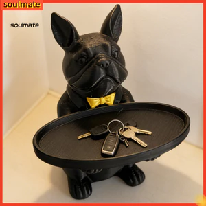 Linh hồn| Khay đựng đồ trang sức Bulldog Khay đựng chìa khóa Bulldog hiện đại Khay đựng đồ trang sức Kẹo – Bàn cà phê lối vào sành điệu Trang trí bàn làm việc văn phòng Hoàn hảo cho gia đình