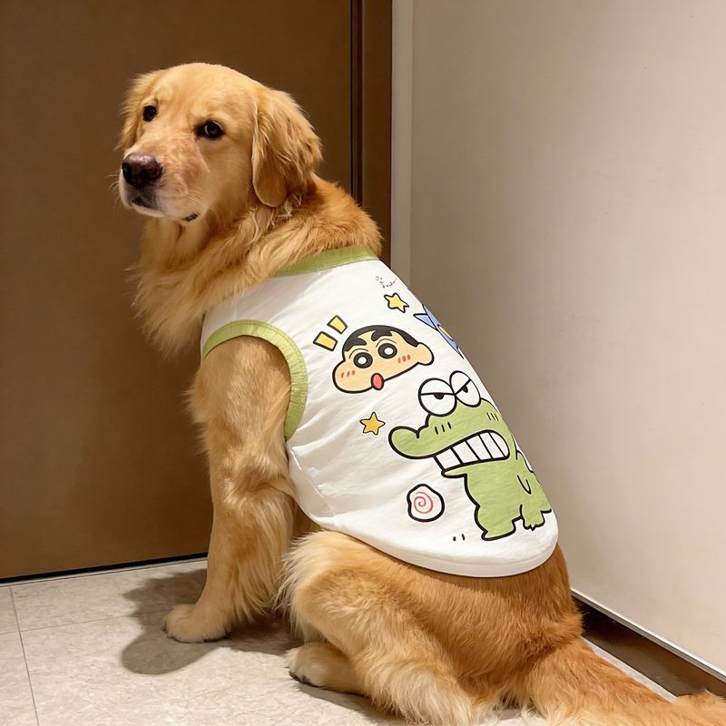 Quần áo cho chó cưng Hoạt hình siêu dễ thương Crayon Shin-Chan Áo Vest thân thiện với da Chó lớn Golden Retriever Labrador