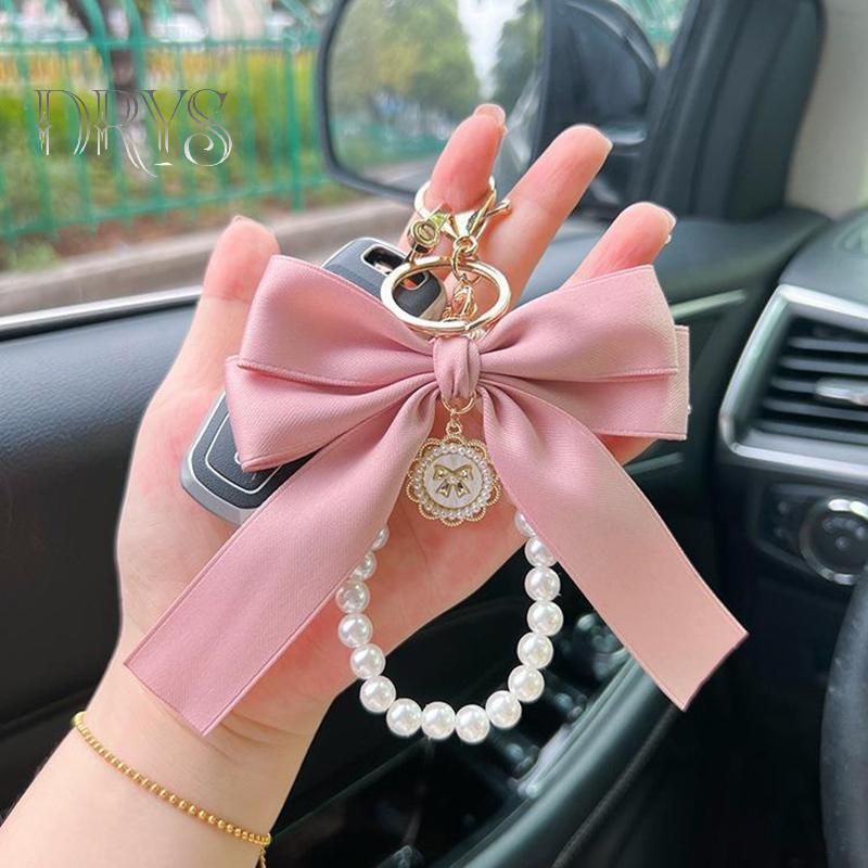 (TFT) Túi Chìa Khóa Mặt Dây Chuyền Phụ Kiện Ngọc Trai Giả Nơ Móc Khóa Vòng Tay Đính Hạt Dễ Thương Móc Chìa Khóa Cho Túi Ví Bapa Xe Charm Ruy Băng MỚI