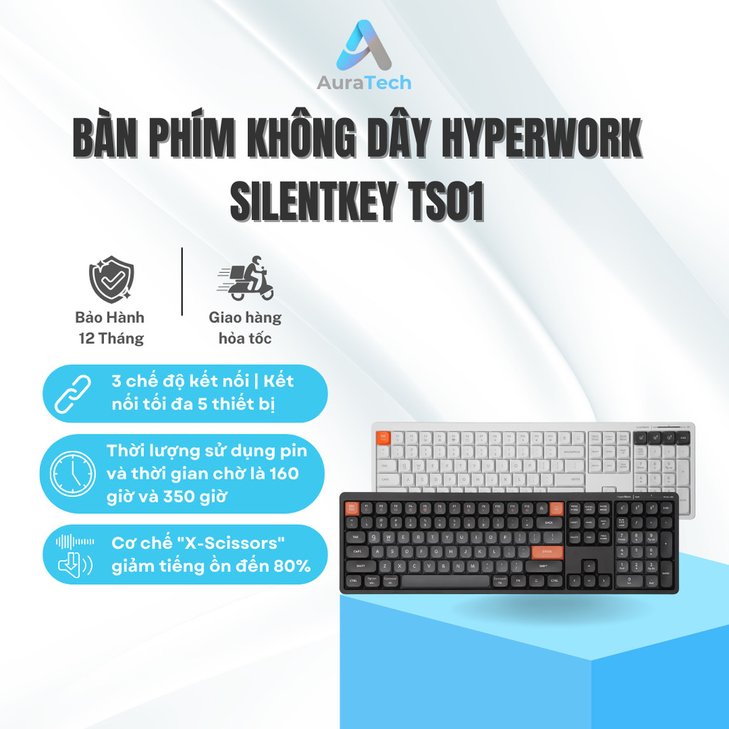 Bàn phím không dây HyperWork SilentKey TS01 - Bảo Hành 12 Tháng ...