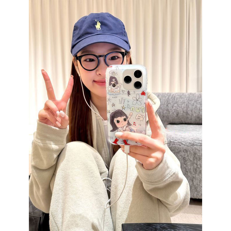 Doodle Star cho 16 trường hợp iPhone 17Air Double Layer 14 13 11Pro