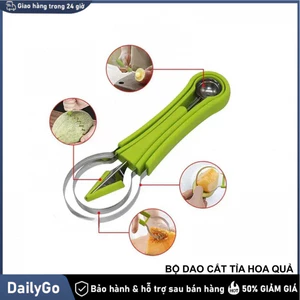 Bộ dụng cụ cắt tỉa hoa quả rau củ set 3 món inox Bộ dao tỉa hoa quả đa năng， Set 3 món，Múc dưa hấu (tạo hình quả cầu)