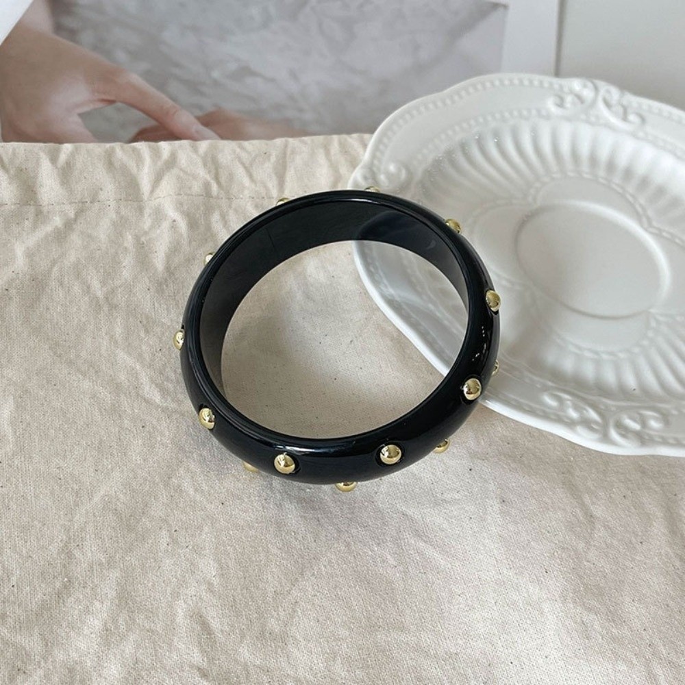 Vòng tay nhựa TRACEILLOIAN, Vòng tay Acrylic dát hạt phong cách Punk, Hình dạng tròn có thể xếp chồng lên nhau Vintage Vòng tay rộng Phụ kiện nữ