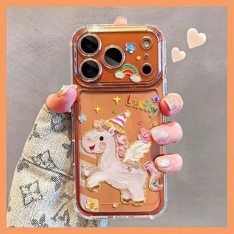 Màu hồng ngựa nhỏ cho 16 trường hợp iPhone 17Air Quad chống ngã 14 13 11Pro