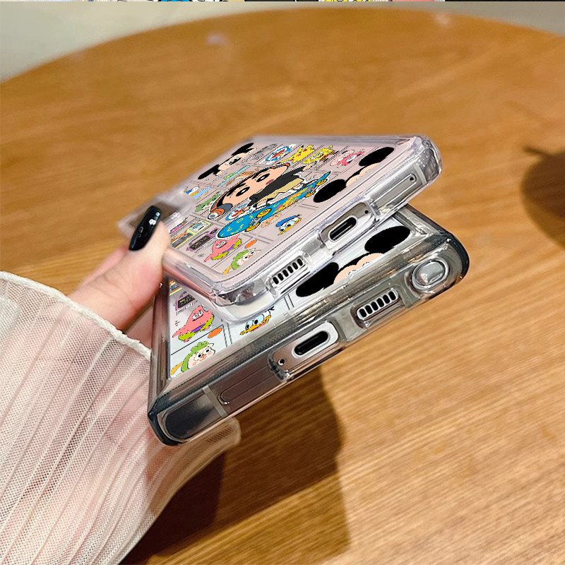 Ốp lưng trượt băng Crayon Shin-chan cứng trong suốt cho Samsung S26 S25 Ultra S24 Ultra S25FE A56 S24FE S23 Ultra S22 A17 A16 A15 A72 A53 A55 A26 / Vỏ Samsung chống sốc