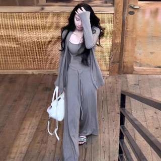 Bộ 3 món Hàn Quốc cho nữ | Cardigan Áo ba lỗ Quần dài phong cách thư thái | Thu 2026 Đồ công sở