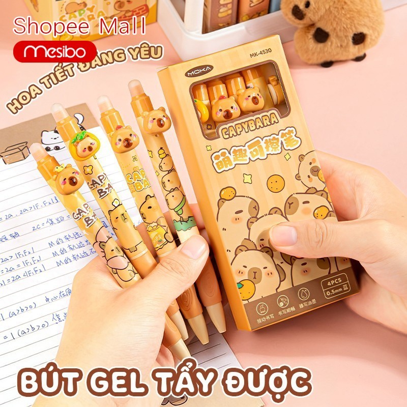 Bút mực xoá được ngòi 0.5mm hình Capybara ngộ nghĩnh Mesibo , bút gel bấm viết mượt mà, đồ dùng học tập lý tưởng cho bé - Gael Faye