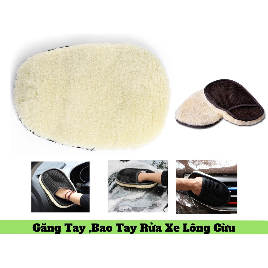 Combo 5 Găng Tay Rửa Xe Lông Cừu – Găng Rửa Ô Tô Xe Máy, Lông Mềm Thấm Hút Tốt, Không Rụng Lông