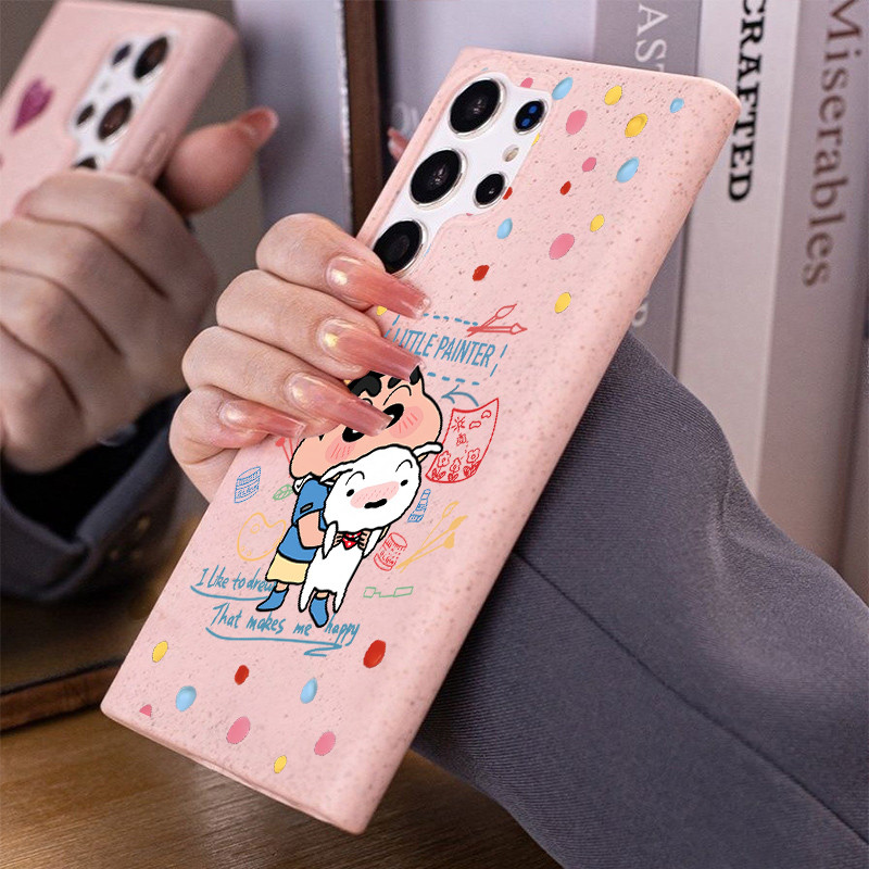 Dành Cho Samsung S26 Ultra S25 Ultra S24U S25FE A56 Họa Sĩ Crayon Shin-chan Vỏ Điện Thoại Mềm Rơm Lúa Mì Thân Thiện Với Môi Trường A55 S23 U / S22 / S20 FE A17 A07 Vỏ Samsung Chống Sốc