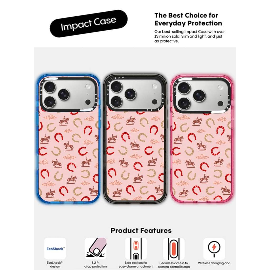 CASECASE X Lucky Horse Case Black / Sky Blue / Pink Fizz Candy Collection Màu sắc trong suốt cứng hút từ tính Vỏ tác động cho Apple IPhone 13 14 15 16 17Pro Max Plus Có hộp