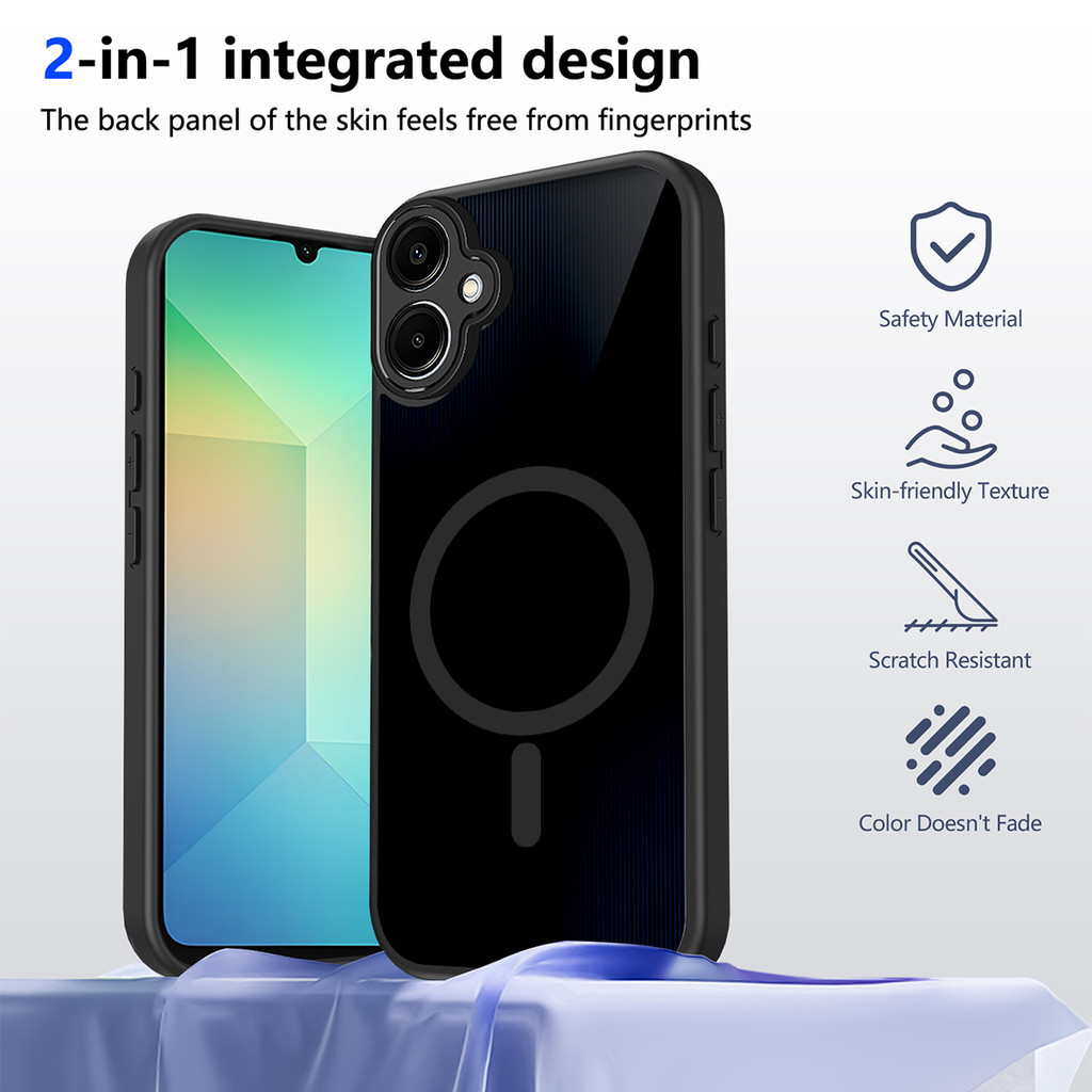 Ốp lưng Samsung A07 Vỏ thu hút từ tính màu đen mờ cho Ốp điện thoại Samsung Galaxy A07