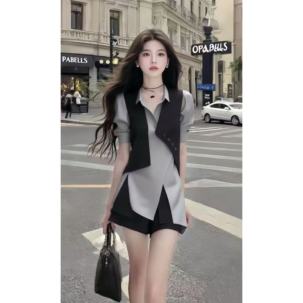 <![CDATA[Đồ bộ hai món cổ áo polo độc đáo, màu xám ngắn tay]]>