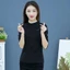 Áo thun nữ cao cấp mùa xuân, cổ cao, dáng rộng, giúp giảm béo và giữ ấm