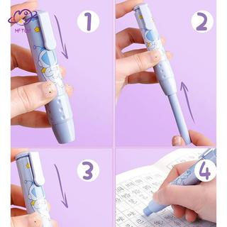 HFTOY Bấm hoạt hình bút chì tẩy Loại bút dễ thương, lõi cao su thay thế, phù hợp học sinh trẻ em, quà tặng văn phòng