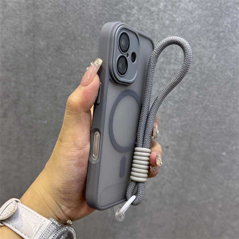 Vỏ silicon mờ chống vân tay bán trong suốt cho iPhone 17 Air 16 15 14 13 12 Pro Max có dây đeo chống sốc