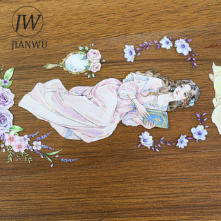 JIANWU 60mm * 200cm Vintage Cô Gái Hoa Nhân Vật Phong Cảnh Chất Liệu Cắt Băng Thêu Sò PET Sáng Tạo DIY Tạp Chí Văn Phòng Phẩm