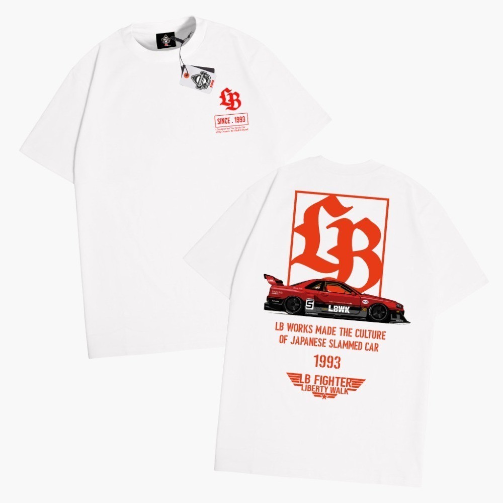 Mùa Hè Rời Cổ Tròn Cotton Nguyên Chất JDM Liberty logo Ô Tô In Hình Size Lớn Áo Thun Tay Ngắn 0478