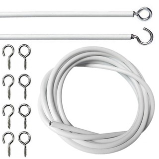 Dây rèm cửa sổ bằng thép bọc nhựa dài 5m kèm tăng đơ và móc Bộ Dây Treo Rèm Cửa Sổ， Dài 2M，Kèm Khoen Tròn Và Móc