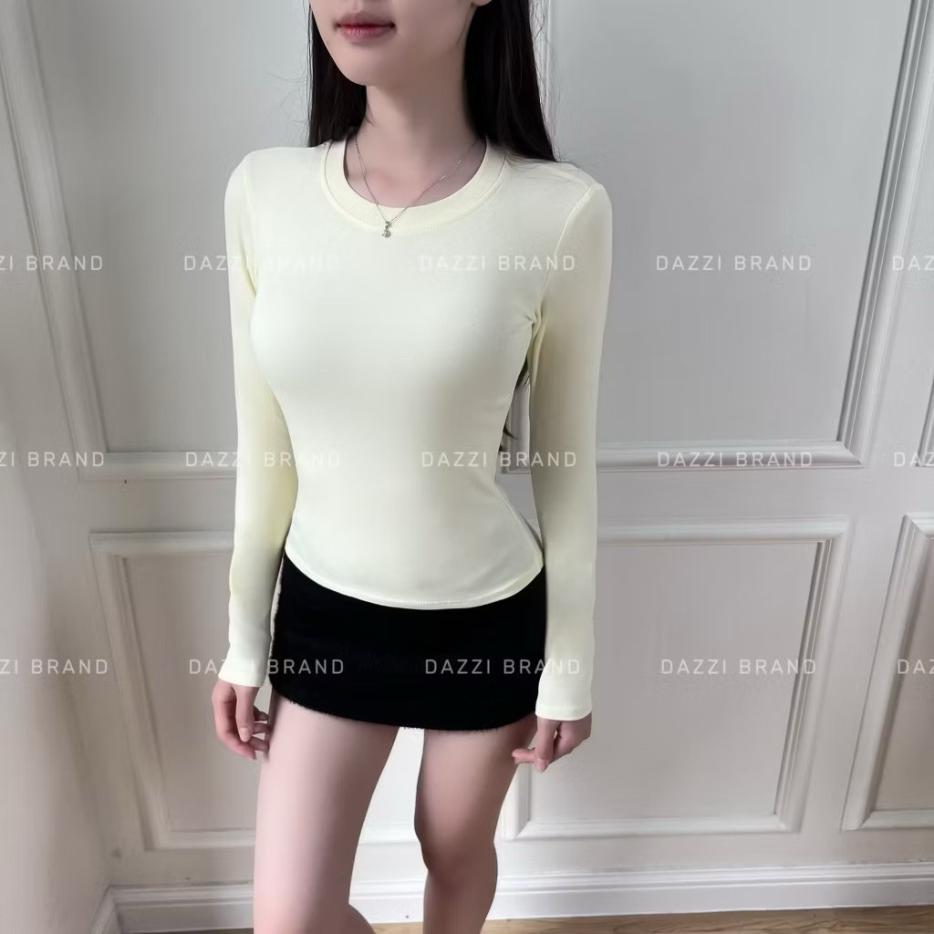 Áo thun nữ tay dài form ôm vải cotton lụa mềm mịn co dãn M288855