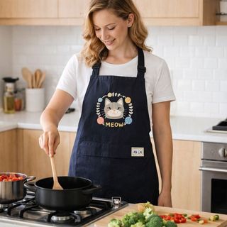 Tạp dề lông cừu ROLY, Tạp dề đầu bếp chống nước hoạt hình, Yếm nướng bánh không tay thoáng khí chống bẩn di động cho nhà bếp gia đình
