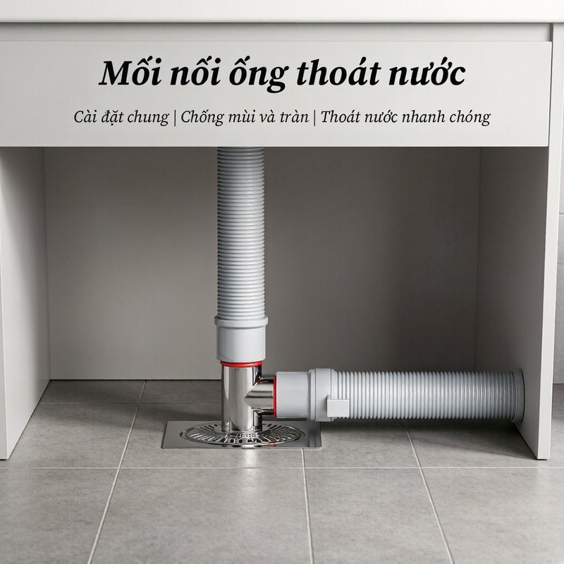 Đầu Nối 3 Chạc Ống Thoát Nước Máy Giặt Chống Tràn Khử Mùi Lọc Rác Tương Thích Phòng Tắm Ban Công