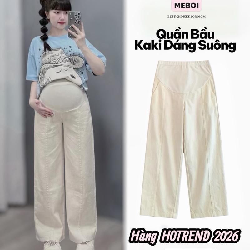 HOTREND Kaki-Quần Bầu Ống Rộng dáng Suông chất Kaki Mềm L1-có túi trước sau có đáp bụng dây chun khuy chỉnh Bigsize