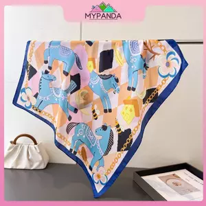 MYPANDA Khăn Vuông In Hoa Sang Trọng Cho Nữ - Dùng Như Hijab Và Khăn Choàng Thanh Lịch