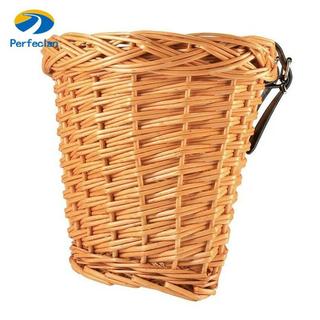 Giỏ xe đạp retro handmade, túi wicker với phụ kiện bảo quản có dây da