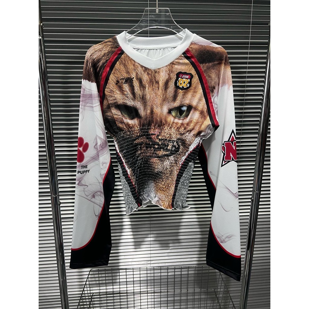 Mèo Áo Thun JerseySlim-Fit cổ chữ V, tay dài, cáp hẹp cho mùa hè - Màu sắc giúp trông mỏng nhẹ hơn