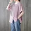 Áo thun ngắn tay bằng vải lanh cotton lụa băng mới mùa hè dành cho nữ, áo thun sọc giản dị phong cách cổ điển dành cho nữ