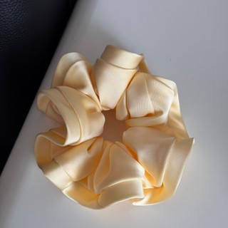 Hululu - Dây buộc tóc nữ màu trơn satin nấm cạnh scrunchy phong cách Hàn Quốc