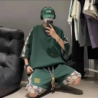 Bộ áo thun và quần short cỡ lớn sành điệu, in hình hoạt hình, thời trang mùa hè