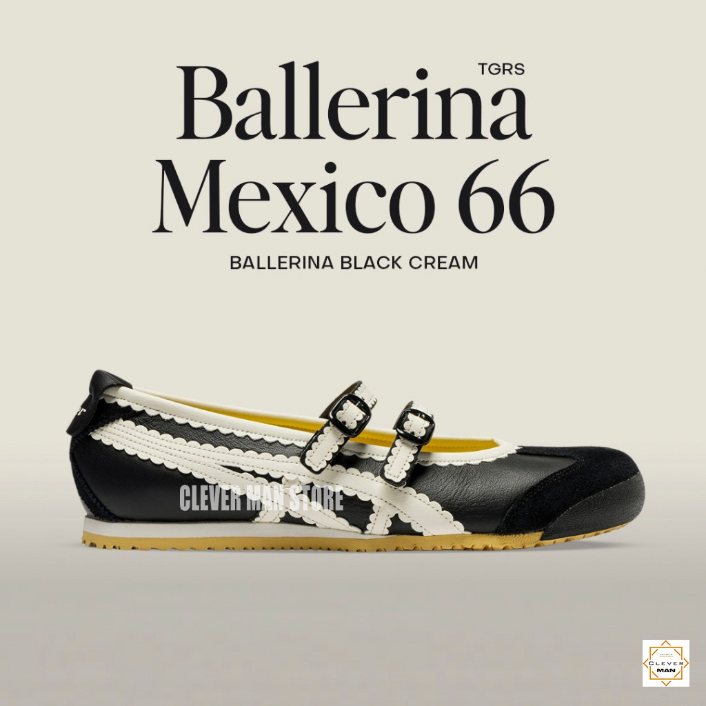 Giày Búp Bê Nữ Onitsuka Tiger Mexico 66 TGRS Black White Đen Sọc Trắng Clever Man Store