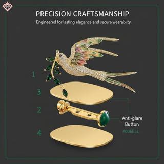 [PCW-T] Trâm Cài Chim Magpie Kim Cương Giả và Pha Lê - Phụ Kiện Quần Áo Elegant, Quà Tặng Perfect