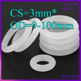Vòng đệm chữ O CS3mm * OD9-100mm Vòng đệm silicon trắng vòng chữ O cấp thực phẩm Vòng cao su chống thấm nước Vòng đệm đàn hồi [JYD-ZZ-Z]