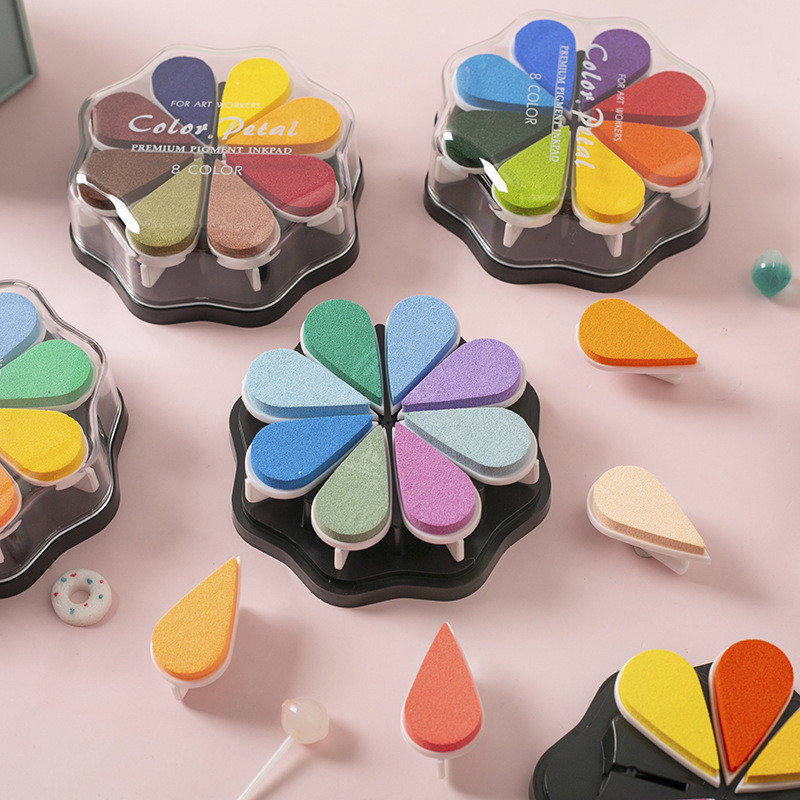 Kim Loại Miếng Lót Mực Handmade Tem Cao Su 36 Màu, Miếng Lót Cánh Hoa JOEF