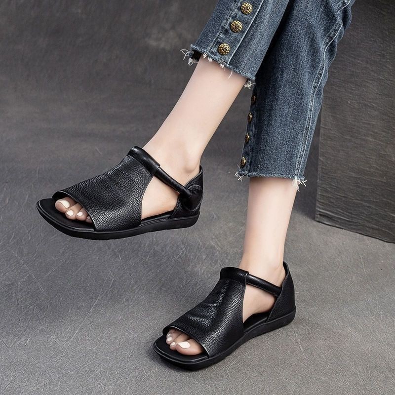 Giày Sandal Thời Trang Mỹ Mở Mũi Châu Âu Dép Size Lớn Mũi Tròn Giày Sandal Nữ Mùa Hè
