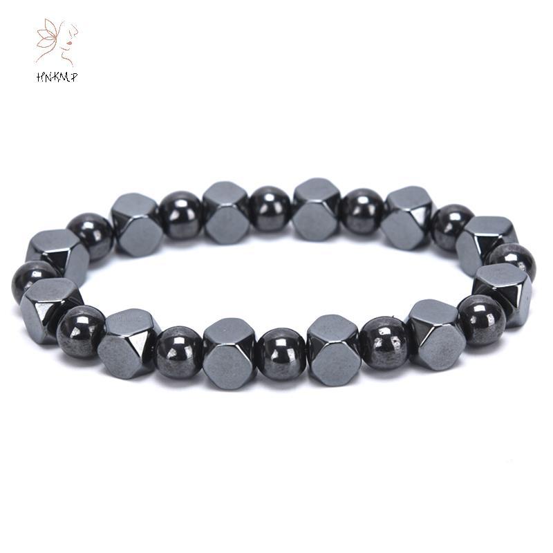 Vòng tay nam hạt hematite từ tính co giãn, hỗ trợ chăm sóc sức khỏe